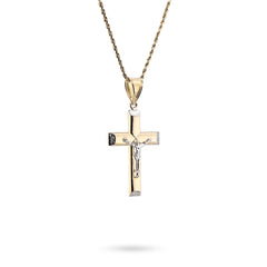 1/10th 10k Gold Bonded 925 Two Tone Cross Crucifix Pendnat Religious 3.3gm Charm