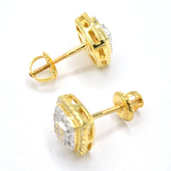Womens Pure 10k Yellow Gold Square Earring 0.36 CTW Natural Diamonds 1.8g Stud