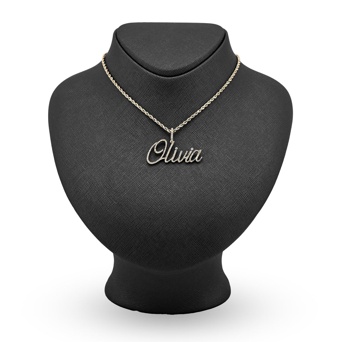 Fine 10k Yellow Gold 1CTW Natural Diamond Name "Olivia" Letter Pendant 3g Charm