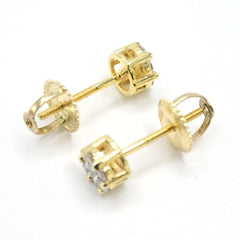 Womens Pure 10k Yellow Gold Flower Earring 0.25 CTW Natural Diamonds 1.2g Stud