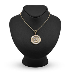 10k Yellow/White Gold Jesus Head Diamond Cut Round Pendant 5.2g Religious Charm