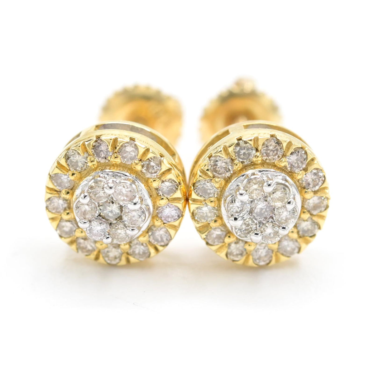 Womens Pure 10k Yellow Gold Round Earring 0.33 CTW Natural Diamonds 1.6g Stud