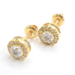 Womens Pure 10k Yellow Gold Round Earring 0.33 CTW Natural Diamonds 1.6g Stud