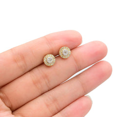 Womens Pure 10k Yellow Gold Round Earring 0.33 CTW Natural Diamonds 1.6g Stud