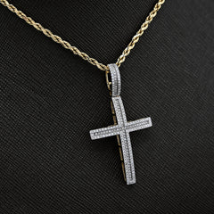 10k Yellow Gold 0.45 CTW Natural Diamond Cross Pendant Religious 4g Charm