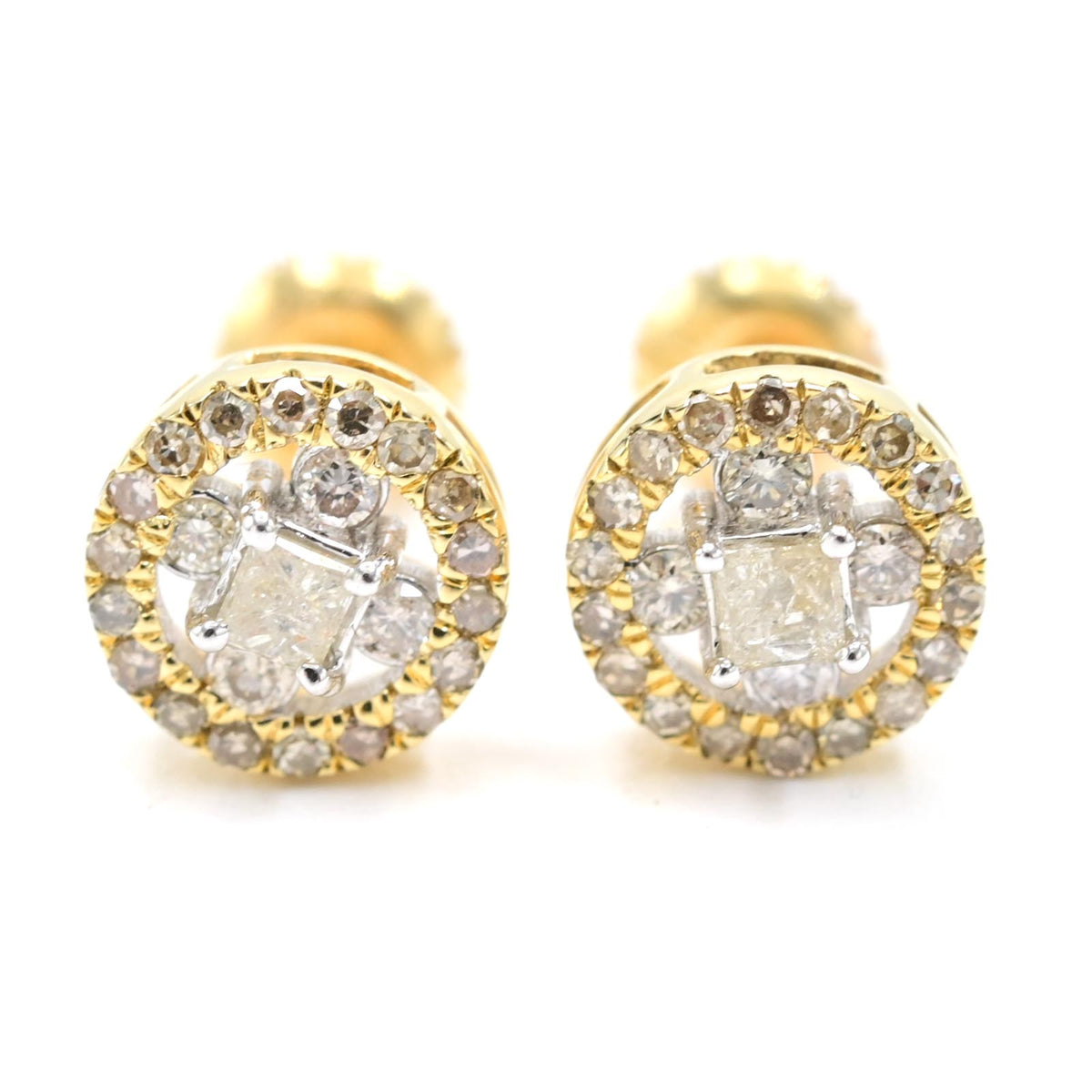 Womens Pure 10k Yellow Gold Round Earring 0.35 CTW Natural Diamonds 1.4g Stud