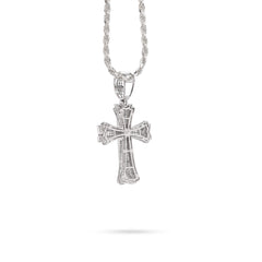 10k White Gold 0.5CT Natural Diamond ICED OUT Cross Pendant 5.7g Spiritual Charm