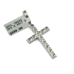 925 Sterling Silver 0.35CTW Natural Diamond Cross Pendant 2.7g Charm For Unisex