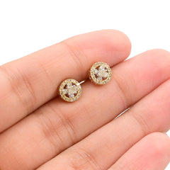 Womens Pure 10k Yellow Gold Round Earring 0.35 CTW Natural Diamonds 1.4g Stud