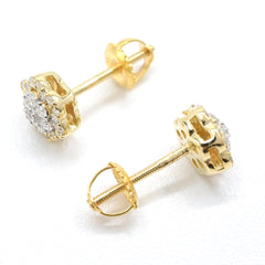 Womens Pure 10k Yellow Gold Flower Earring 0.27 CTW Natural Diamonds 1.2g Stud