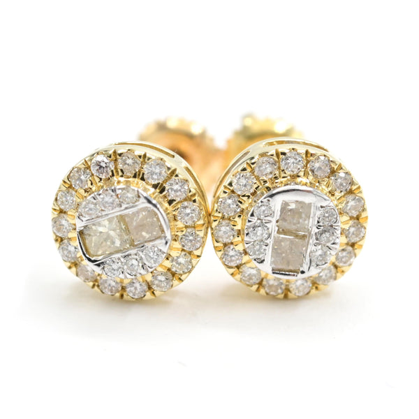 Womens Pure 10k Yellow Gold Round Earring 0.42 CTW Natural Diamonds 1.6g Stud