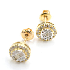 Womens Pure 10k Yellow Gold Round Earring 0.42 CTW Natural Diamonds 1.6g Stud