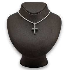 925 Sterling Silver 0.42 CTW Natural Diamond Cross Pendant Religious 3.8g Charm