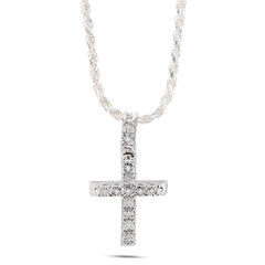 925 Sterling Silver 0.42 CTW Natural Diamond Cross Pendant Religious 3.8g Charm