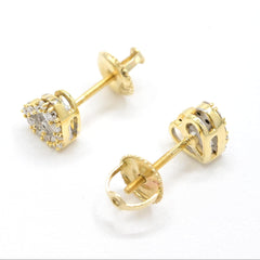 Womens 10k Yellow Gold Heart Earring 0.32CTW Natural Baguette Diamonds 1.4g Stud