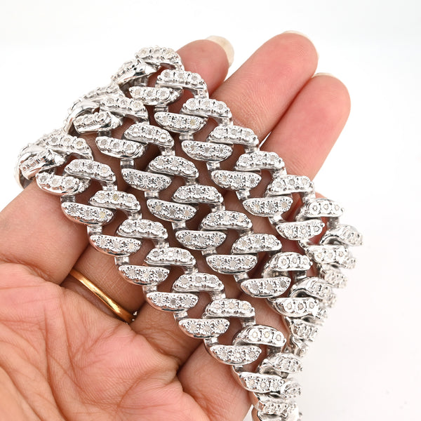 14MM 925 Silver 6CTW Natural 1 Row Diamond 87.5g Cuban Chain 22 Inch Necklace