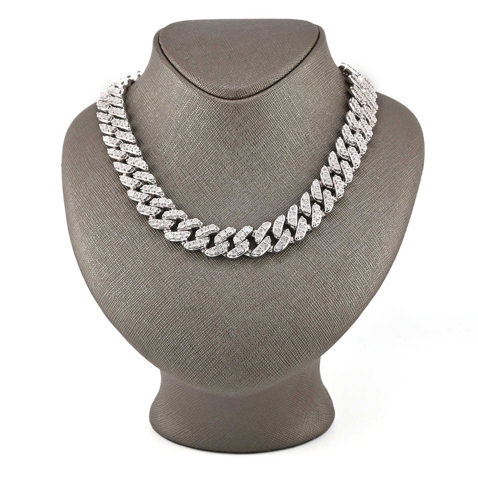 14MM 925 Silver 6CTW Natural 1 Row Diamond 87.5g Cuban Chain 22 Inch Necklace