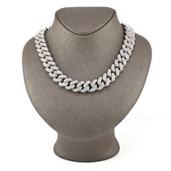 14MM 925 Silver 6CTW Natural 1 Row Diamond 87.5g Cuban Chain 22 Inch Necklace