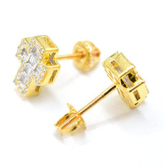 Womens 10k White Gold Cross Earring 0.30 CTW Natural Baguette Diamonds 2g Stud