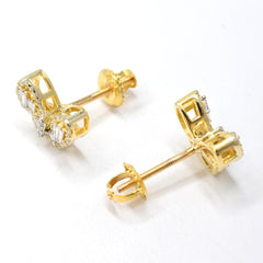 10k Yellow Gold Butterfly Earring 0.30 CTW Natural Baguette Diamonds 1.6g Stud