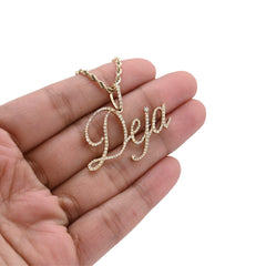 10k Yellow Gold 1CTW Natural Diamond "Deja" Name Letter Pendant 3g Custom Charm