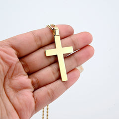 10k Yellow Gold Religious Plain Cross Pendant 5.5g Charm For Mens Womens