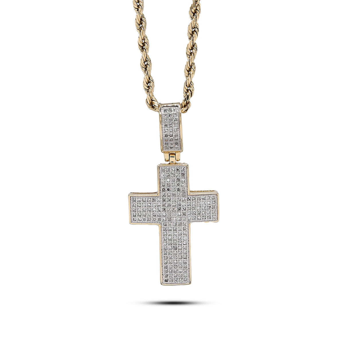 10k Yellow Gold 0.53 CTW Natural Diamond Religious Cross Pendant 3.7g Charm