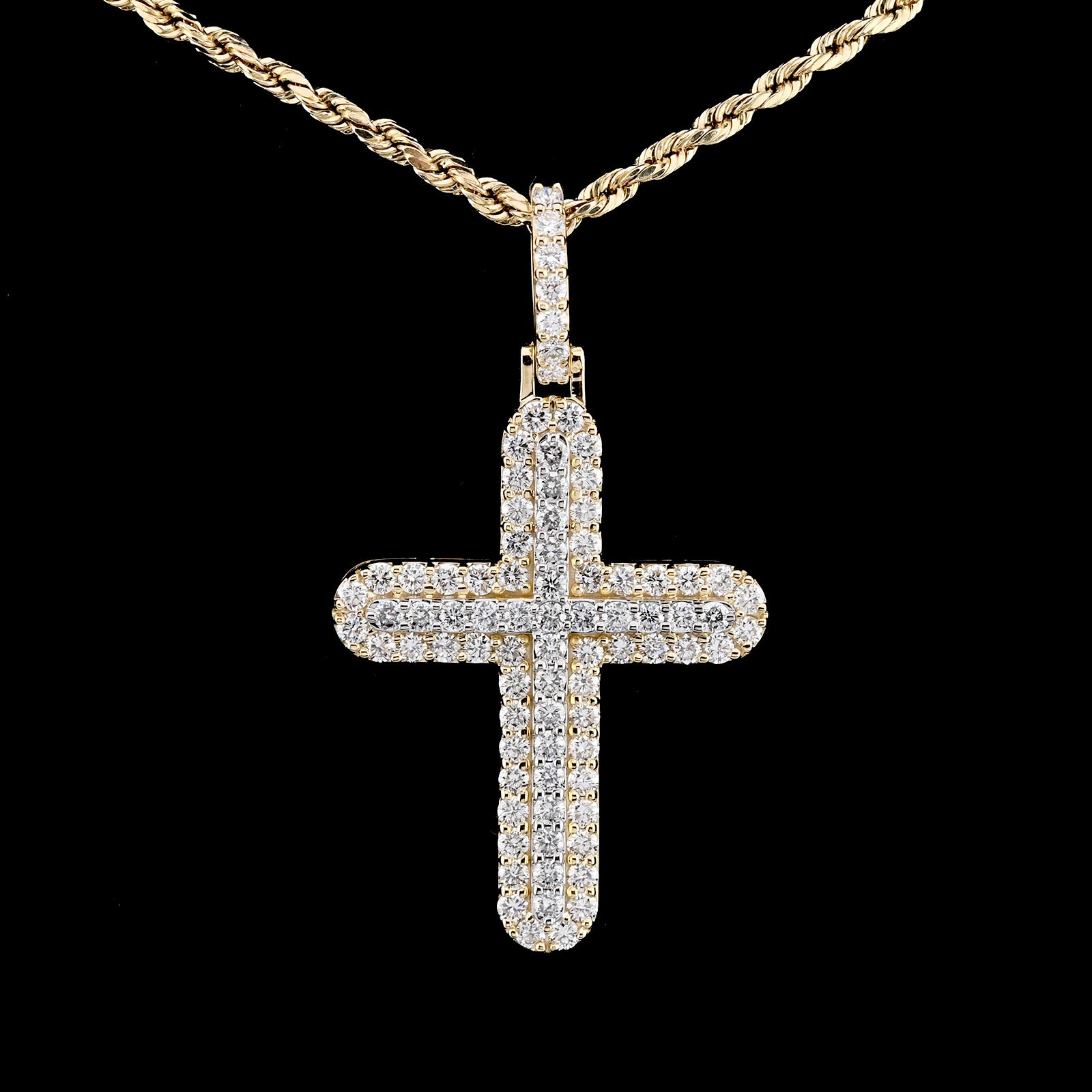 10k Yellow Gold 1.8CT Lab Grown Diamond Cross Pendant 5g Mens Religious Charm