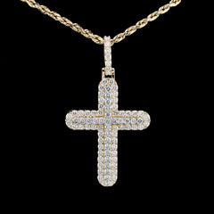 10k Yellow Gold 1.8CT Lab Grown Diamond Cross Pendant 5g Mens Religious Charm