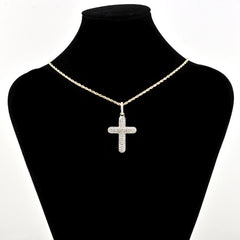 10k Yellow Gold 1.8CT Lab Grown Diamond Cross Pendant 5g Mens Religious Charm