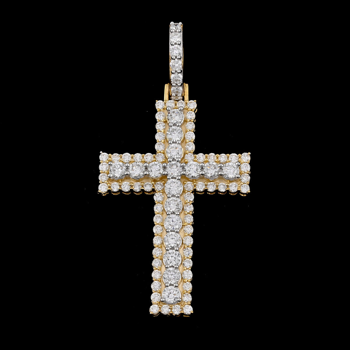 10k White/Yellow Gold 2.6CT Lab Grown Diamond Cross Pendant 6.6g Religious Charm