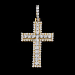 10k White/Yellow Gold 2.6CT Lab Grown Diamond Cross Pendant 6.6g Religious Charm