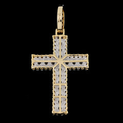 10k White/Yellow Gold 2.6CT Lab Grown Diamond Cross Pendant 6.6g Religious Charm