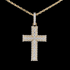 10k White/Yellow Gold 2.6CT Lab Grown Diamond Cross Pendant 6.6g Religious Charm