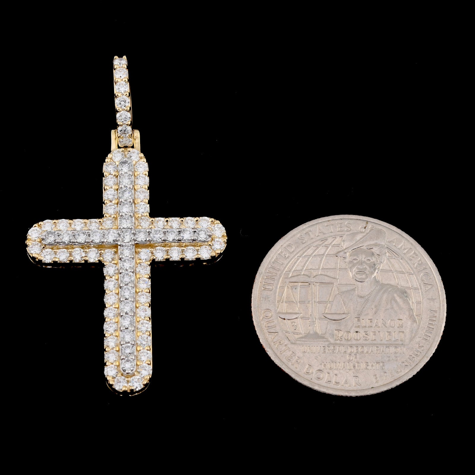 10k Yellow Gold 1.8CT Lab Grown Diamond Cross Pendant 5g Mens Religious Charm