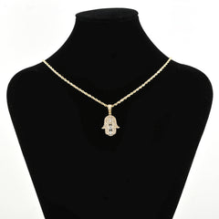 10k Yellow Gold 0.6CT Natural Diamond Hamsa Hand Pendant 2g Mens Religious Charm