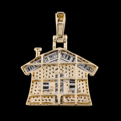 10k Yellow Gold 1CT Natural Round/Baguette Diamond Trap House Pendant 3.8g Charm