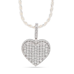 Sterling Silver 0.35 CTW Natural Diamond Heart Shaped Pendant 7.3g Womens Charm