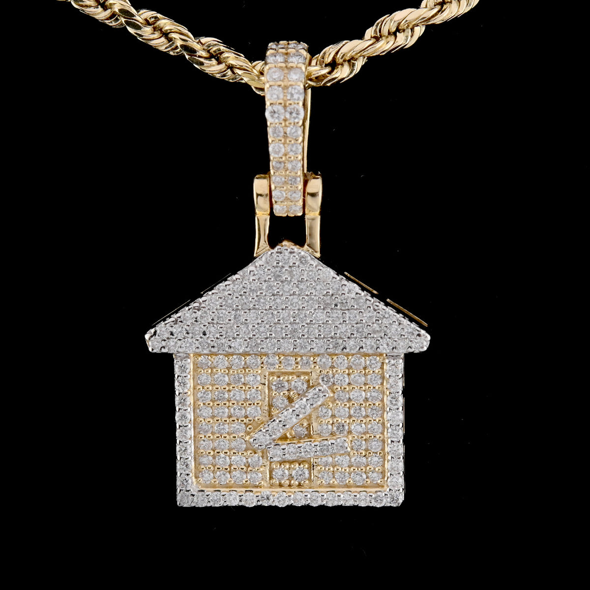 Pure 10k Yellow Gold 0.62CT Natural Diamond Trap House Pendant 2.8g HipHop Charm