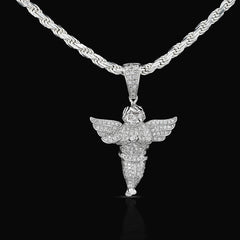 Sterling Silver 0.45 CTW Natural Diamond Angel Pendant 3.3g Unisex Adults Charm