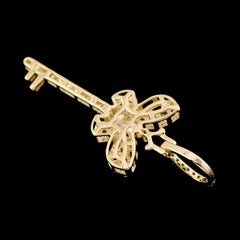 10k Yellow Gold 0.7CT Natural Diamond Key & Butterfly Pendant 2.7g HipHop Charm