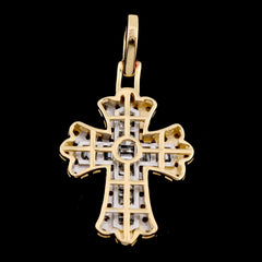 10k Yellow Gold 0.61CT Round/Baguette Diamond Cross Pendant 2.2g Religious Charm