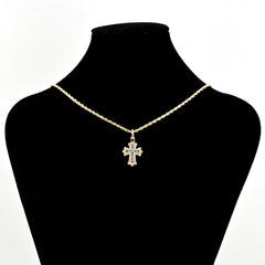 10k Yellow Gold 0.61CT Round/Baguette Diamond Cross Pendant 2.2g Religious Charm