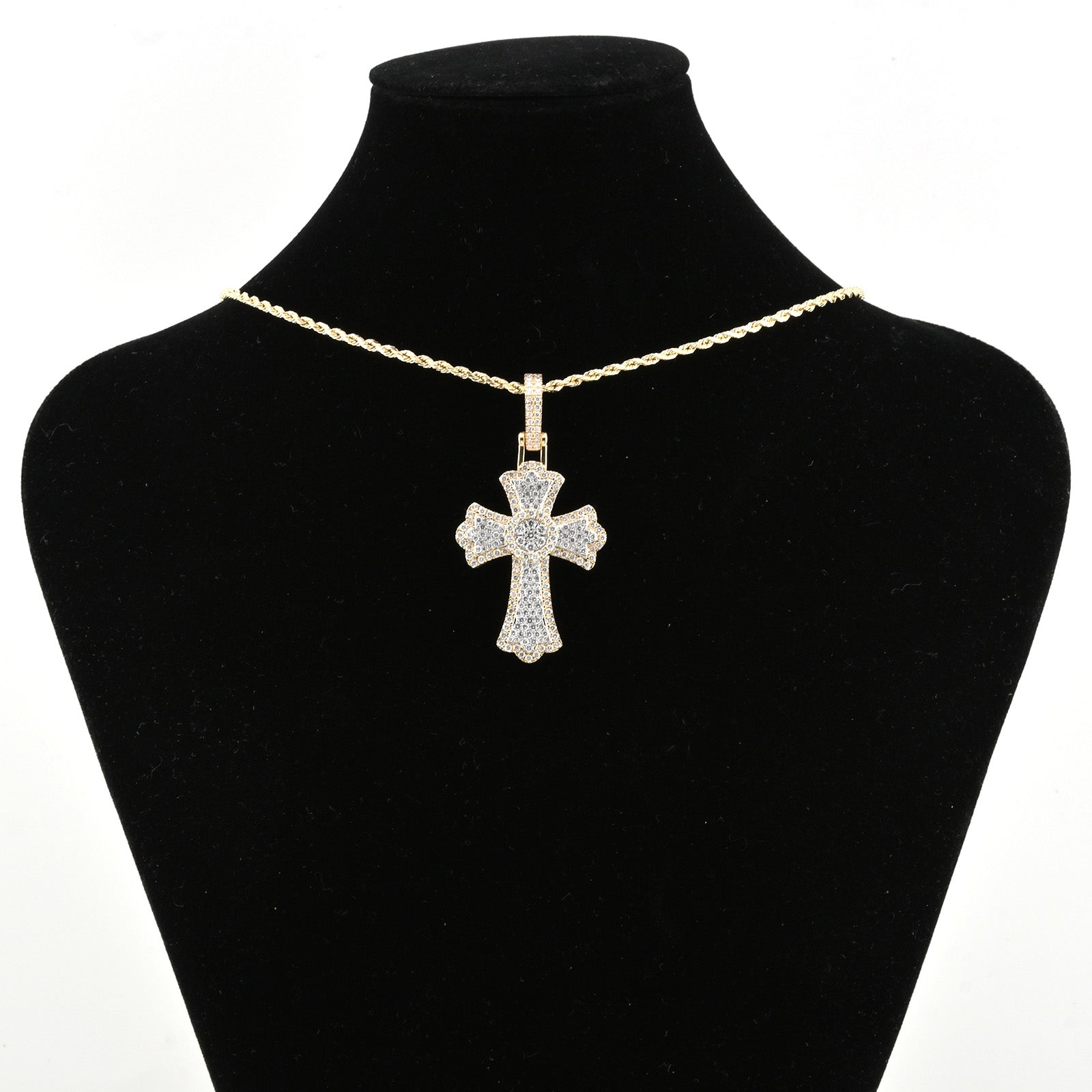 10k Yellow Gold 2.35CT Natural Diamond Cross Pendant 2.35g Mens Religious Charm