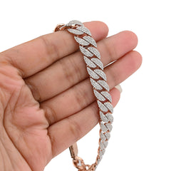 Mens 10MM 10k Rose Gold 26.2g 6.32CTW Natural Diamond Cuban Link Bracelet 8 Inch