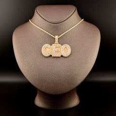 10k Yellow Gold 6.5CTW Round/Baguette Diamond "CEO" w/ Solid Back Pendant 24.1gm