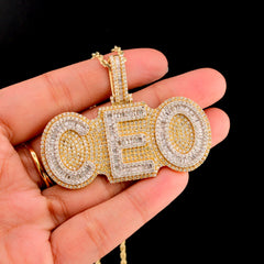 10k Yellow Gold 6.5CTW Pure Round/Baguette Diamond 24.1g CEO Solid Back Charm