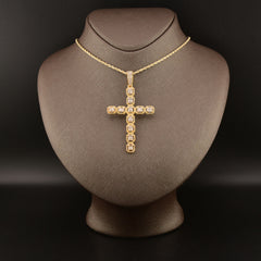 10k Yellow Gold 3.5CTW Natural Baguette Diamond 7.7g Cross Pendant Charm