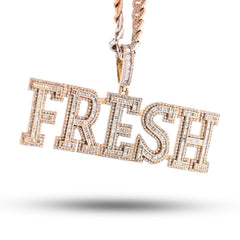 10k Yellow Gold "FRESH" Pendant 4.75CTW Natural Round/Baguette Diamond Mens Charm 26.45gm