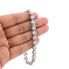 Womens 7MM 10k White Gold 13.6gms 2.1CTW Natural Heart Tennis Diamond Bracelet
